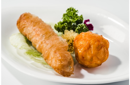 Crispy Shrimp Roll and Octopus Balls